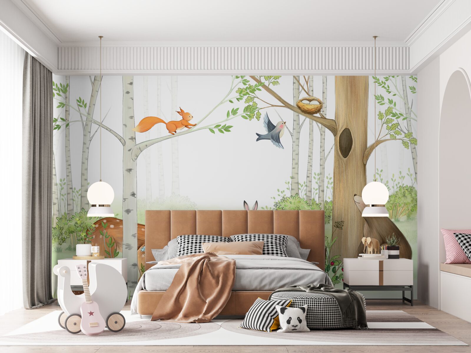 Fotobehang dieren in het bos komen tot leven in de lente