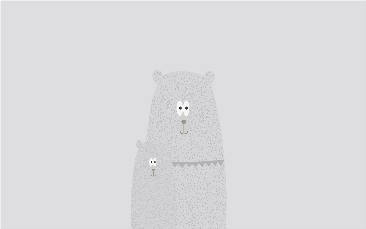 Fotobehang grijze beren op een effen grijze achtergrond