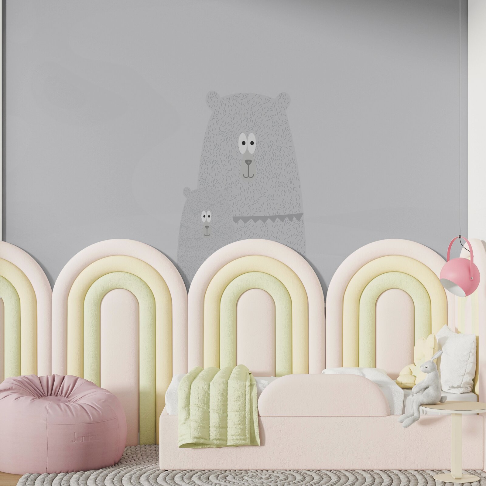 Fotobehang grijze beren op een effen grijze achtergrond