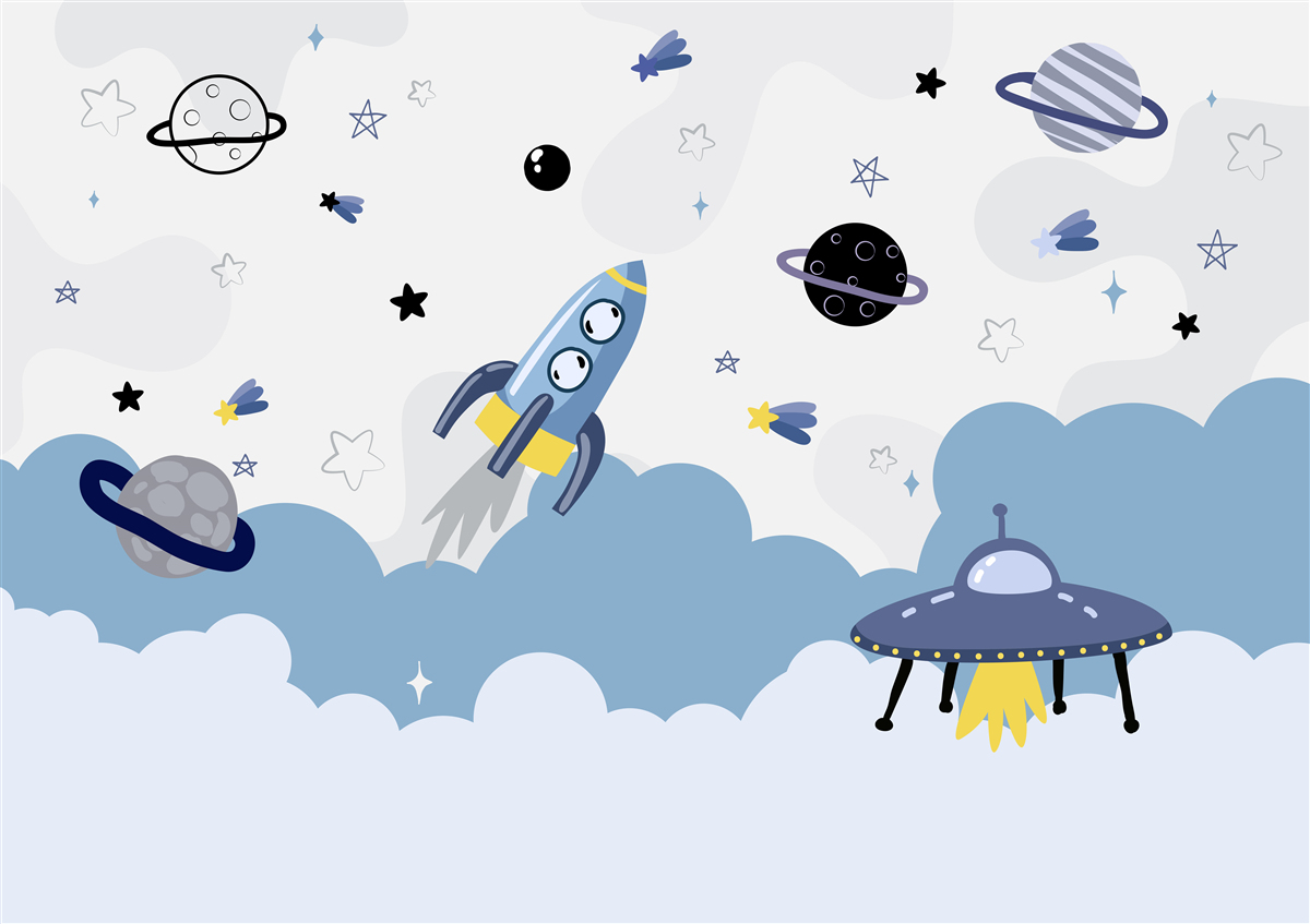 Fotobehang ruimteschepen die in de ruimte zweven