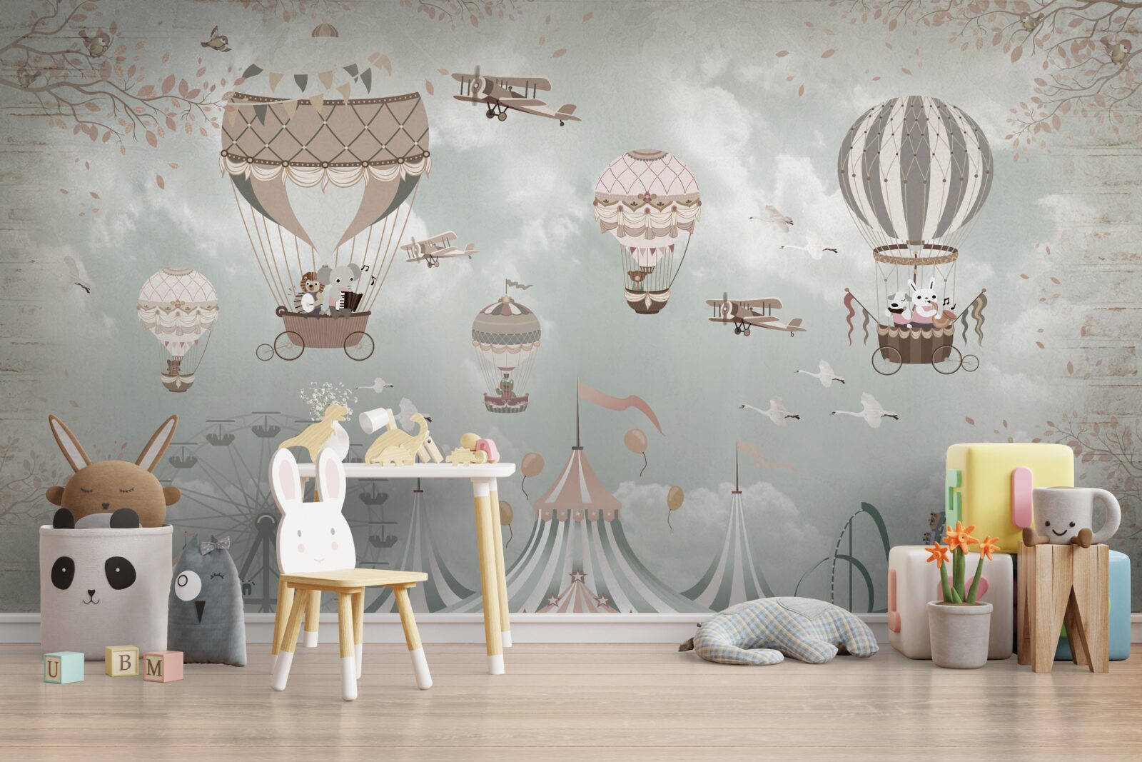 Fotobehang ballonnen gevuld met lucht in een pretpark