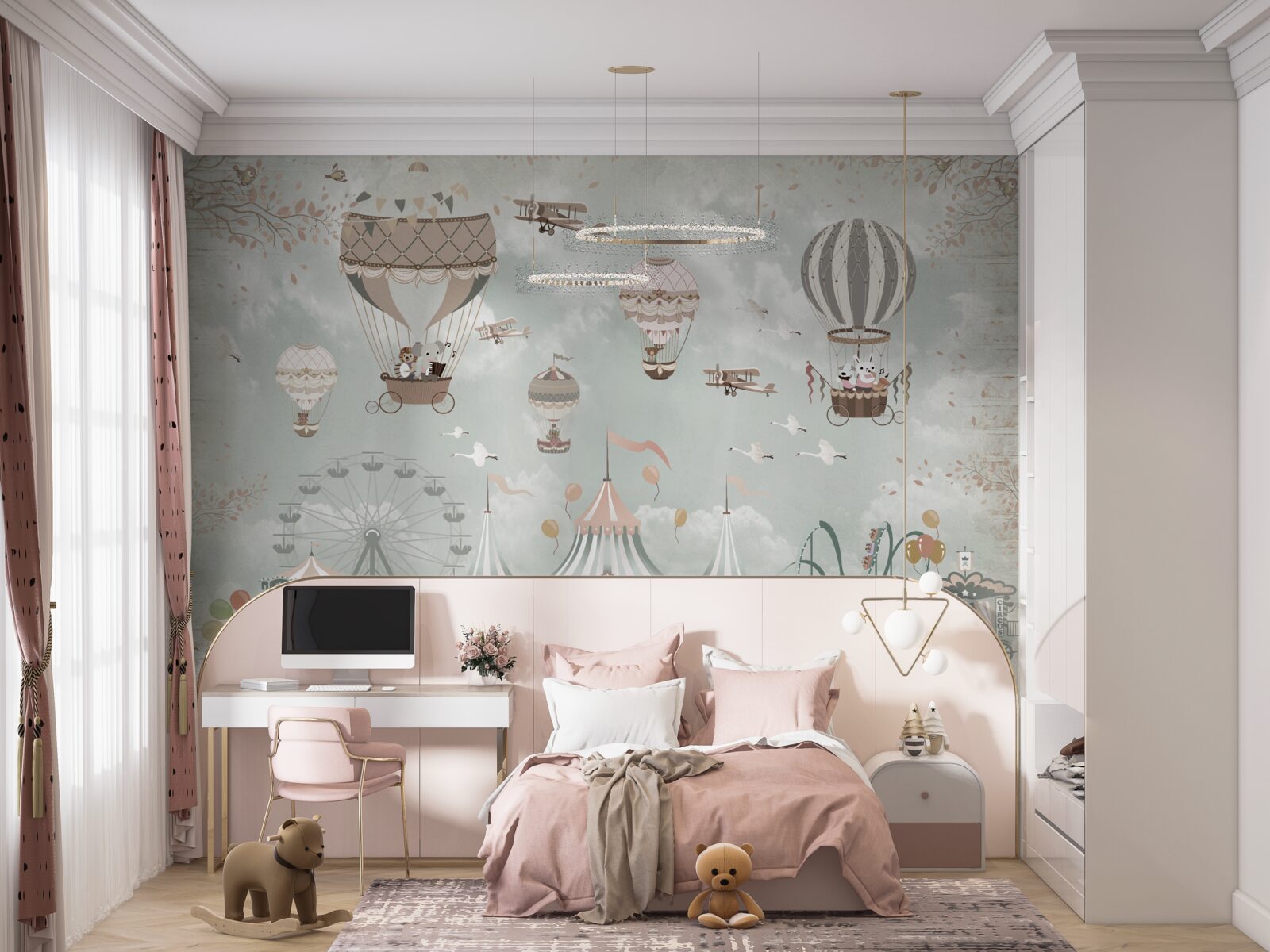 Fotobehang ballonnen gevuld met lucht in een pretpark