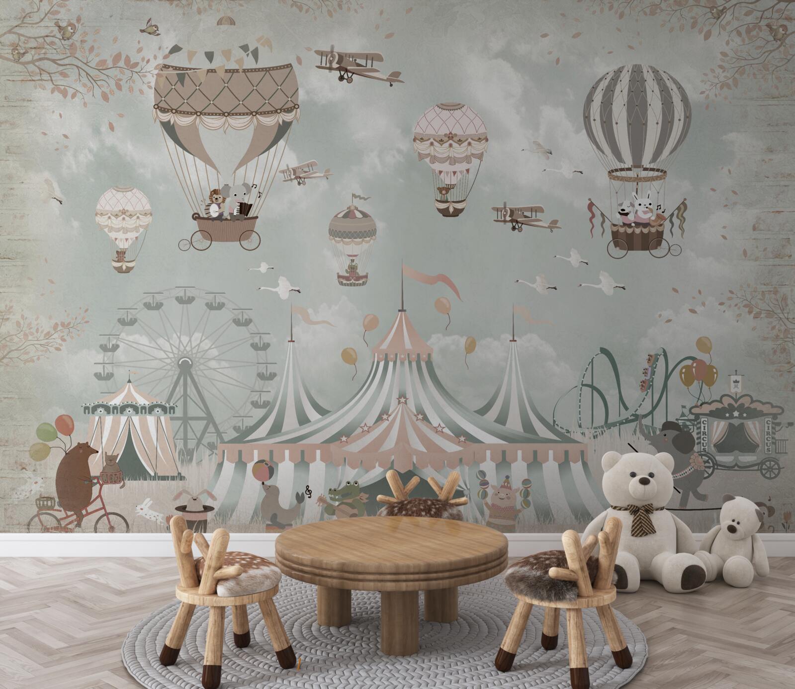 Fotobehang ballonnen gevuld met lucht in een pretpark