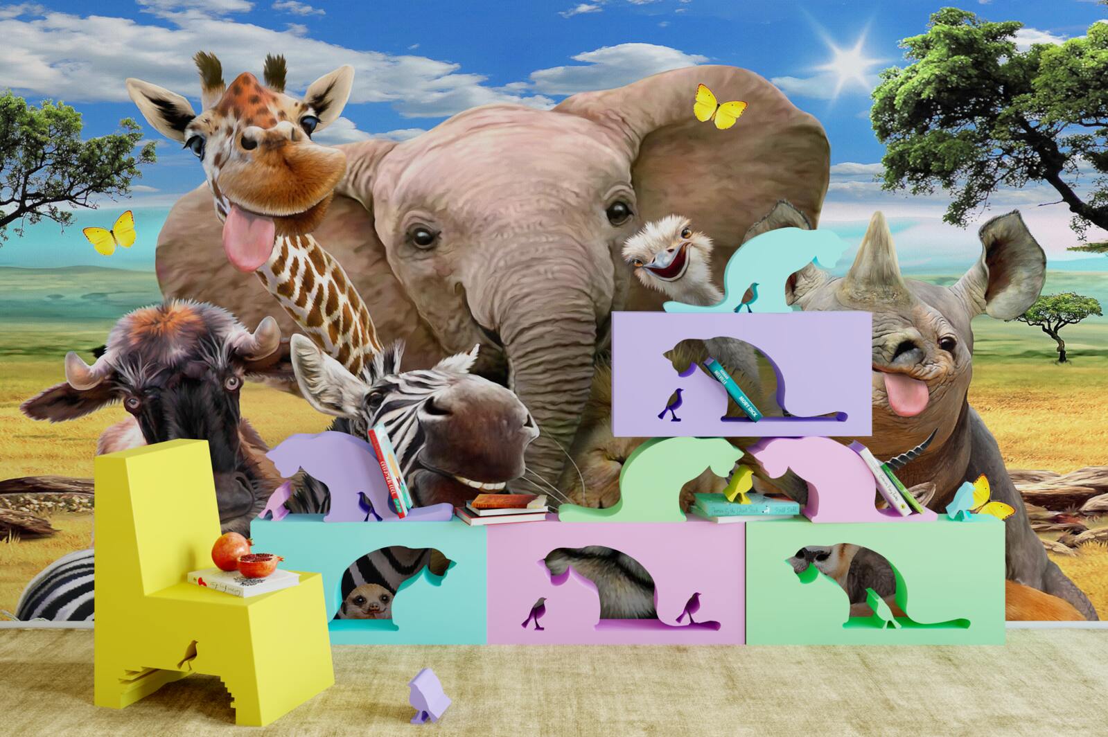 Fotobehang eigenaardige selfie van vriendelijke afrikanen