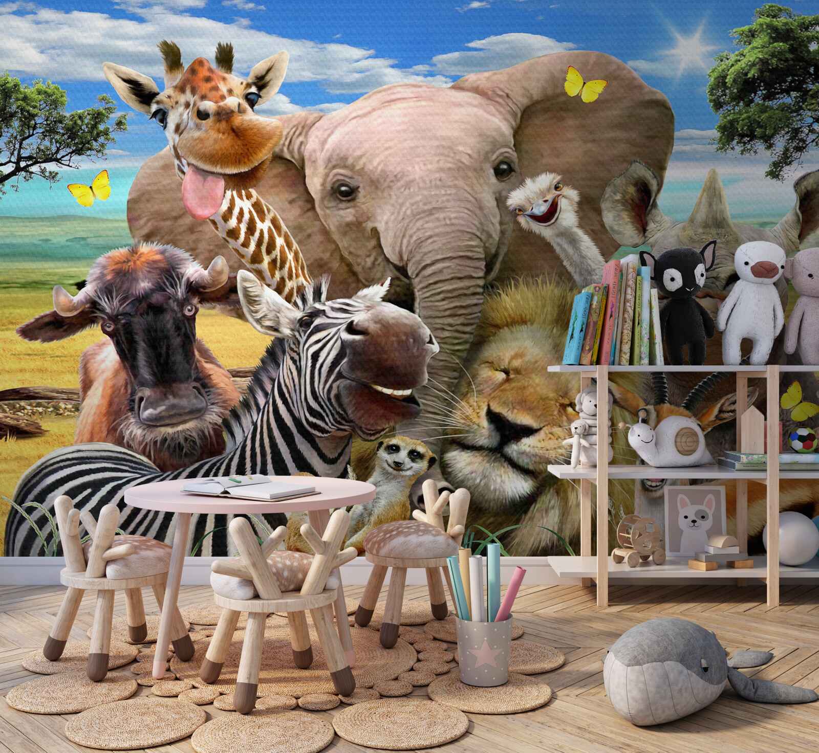 Fotobehang eigenaardige selfie van vriendelijke afrikanen