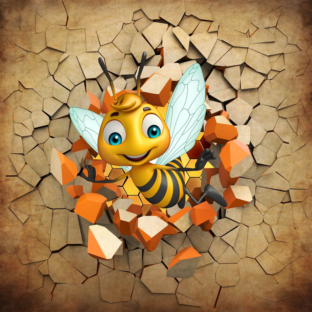 Fotobehang schattige bij met een glimlach