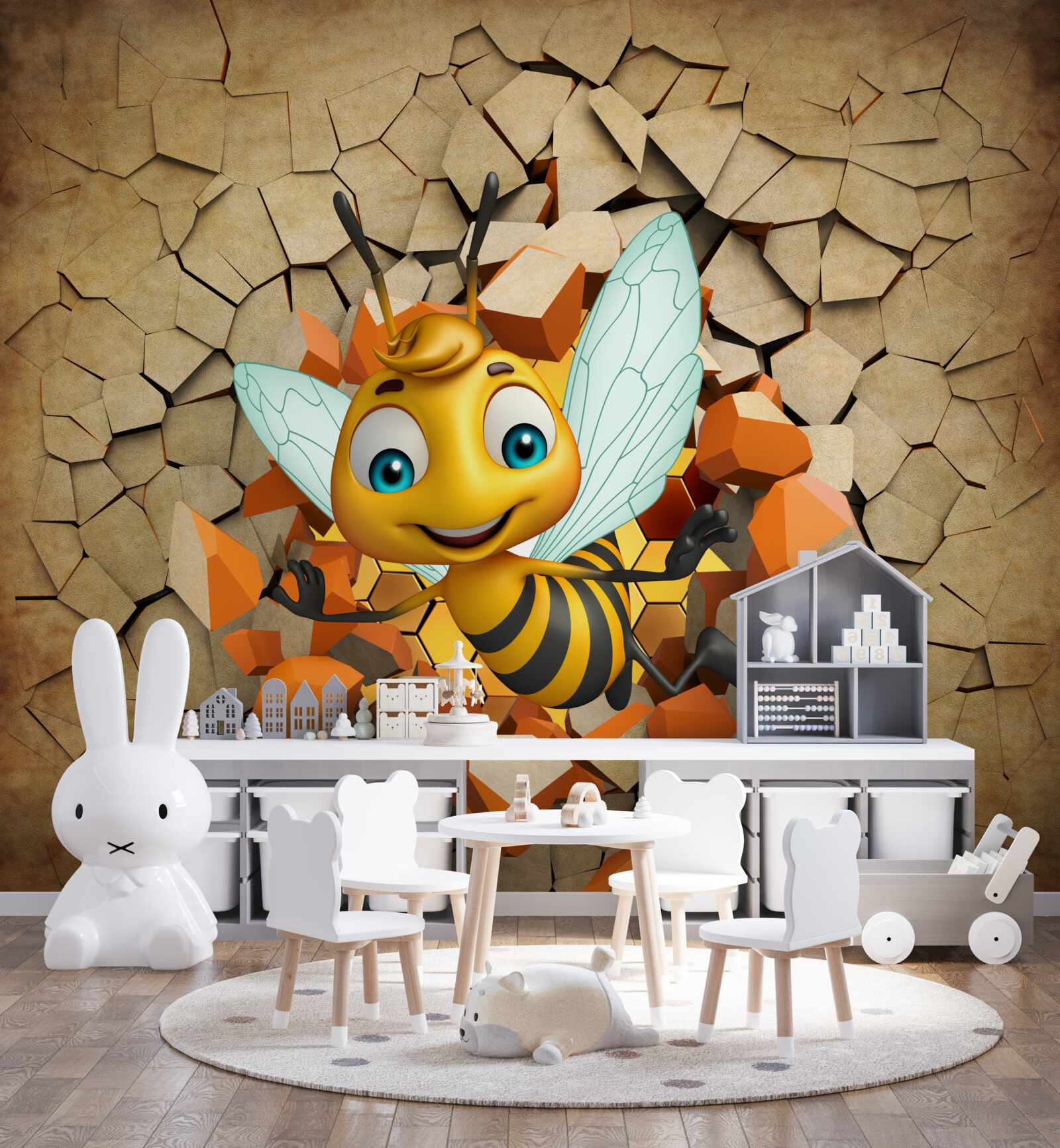 Fotobehang schattige bij met een glimlach