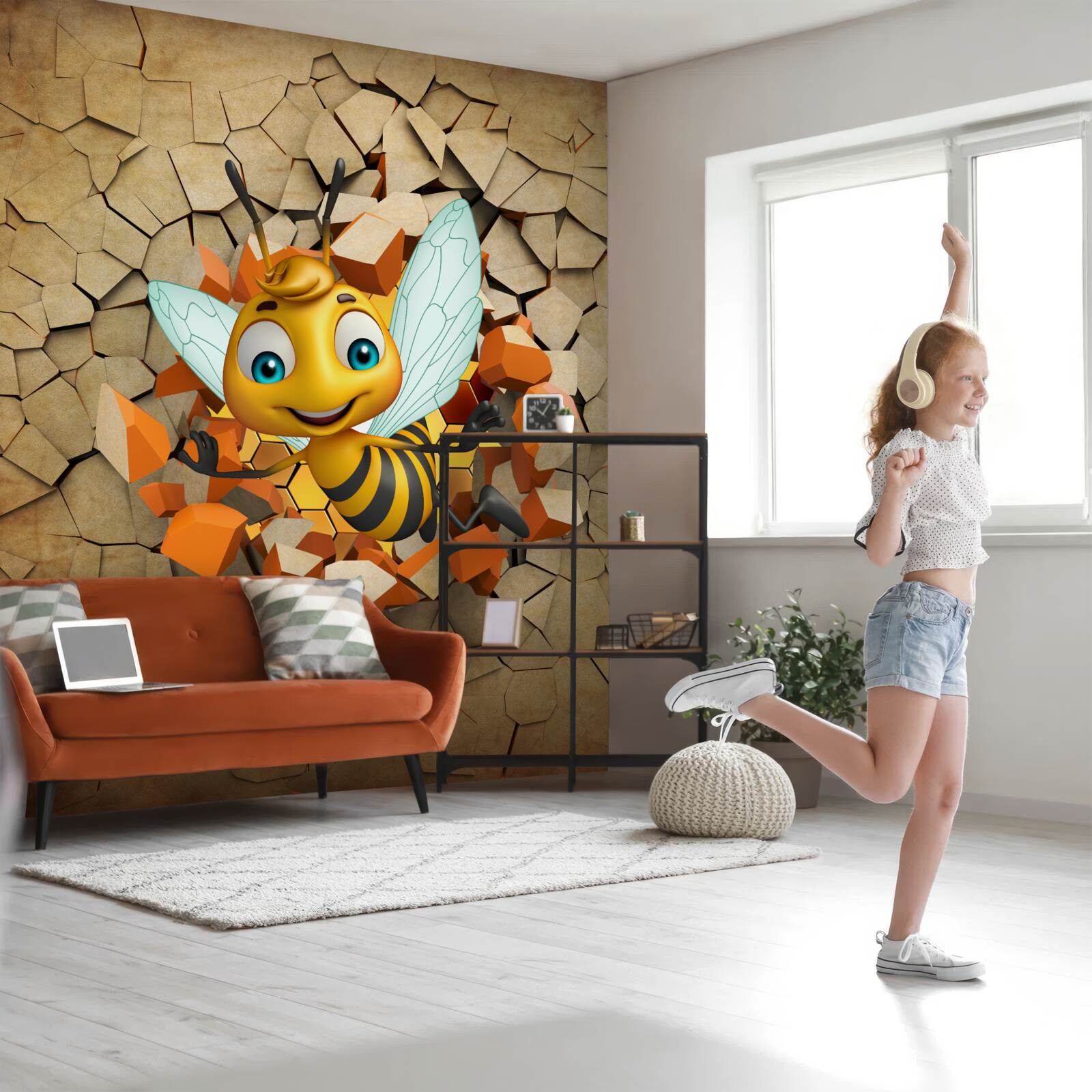 Fotobehang schattige bij met een glimlach