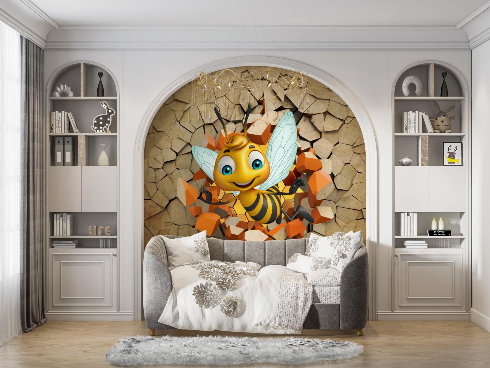 Fotobehang schattige bij met een glimlach