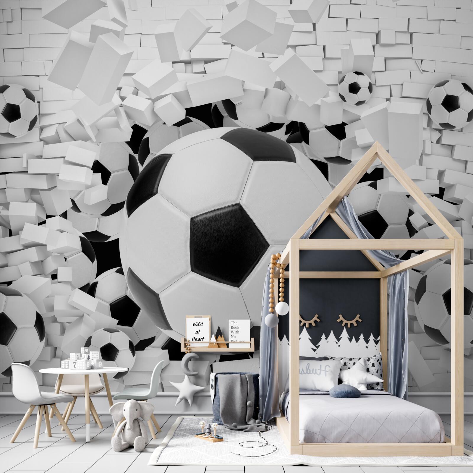 Fotobehang veel voetballen