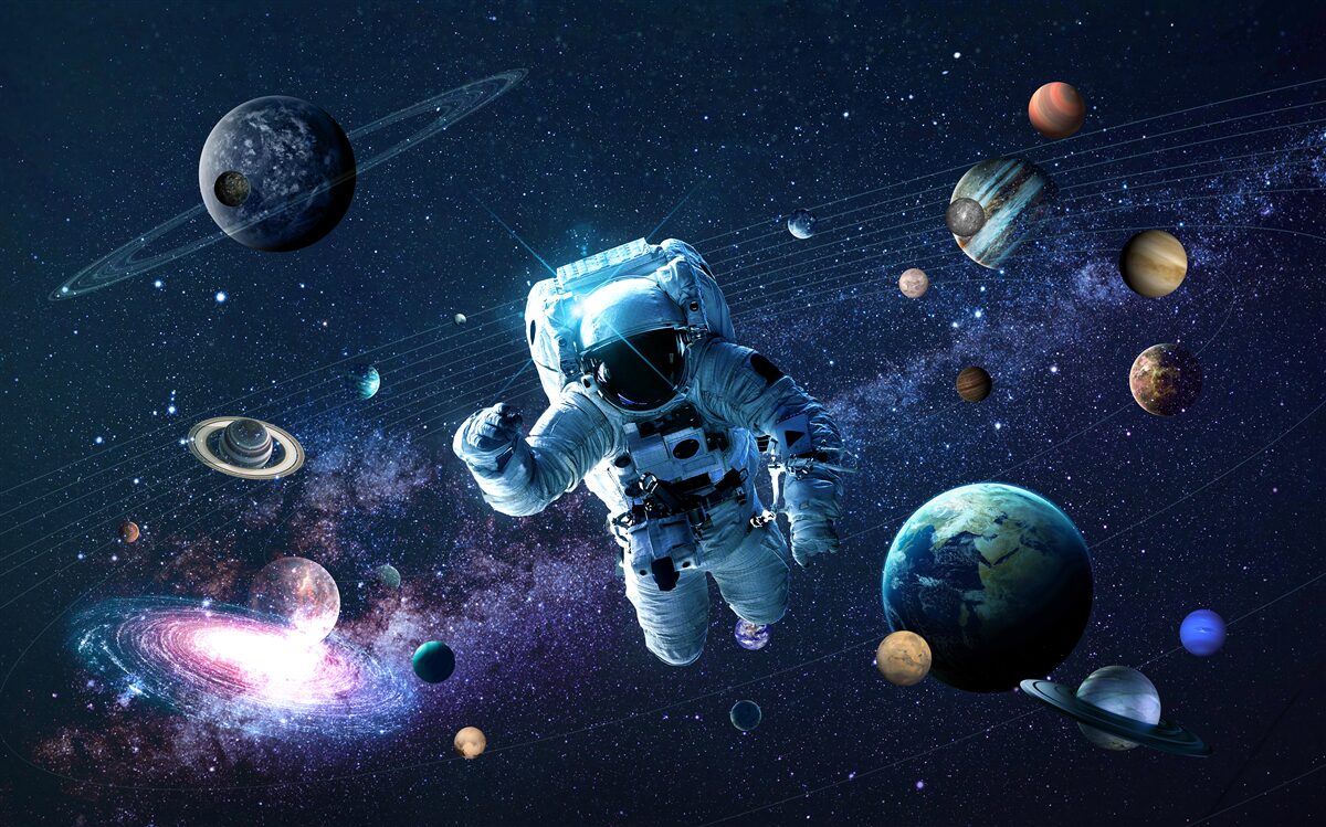 Fotobehang astronaut in het heelal