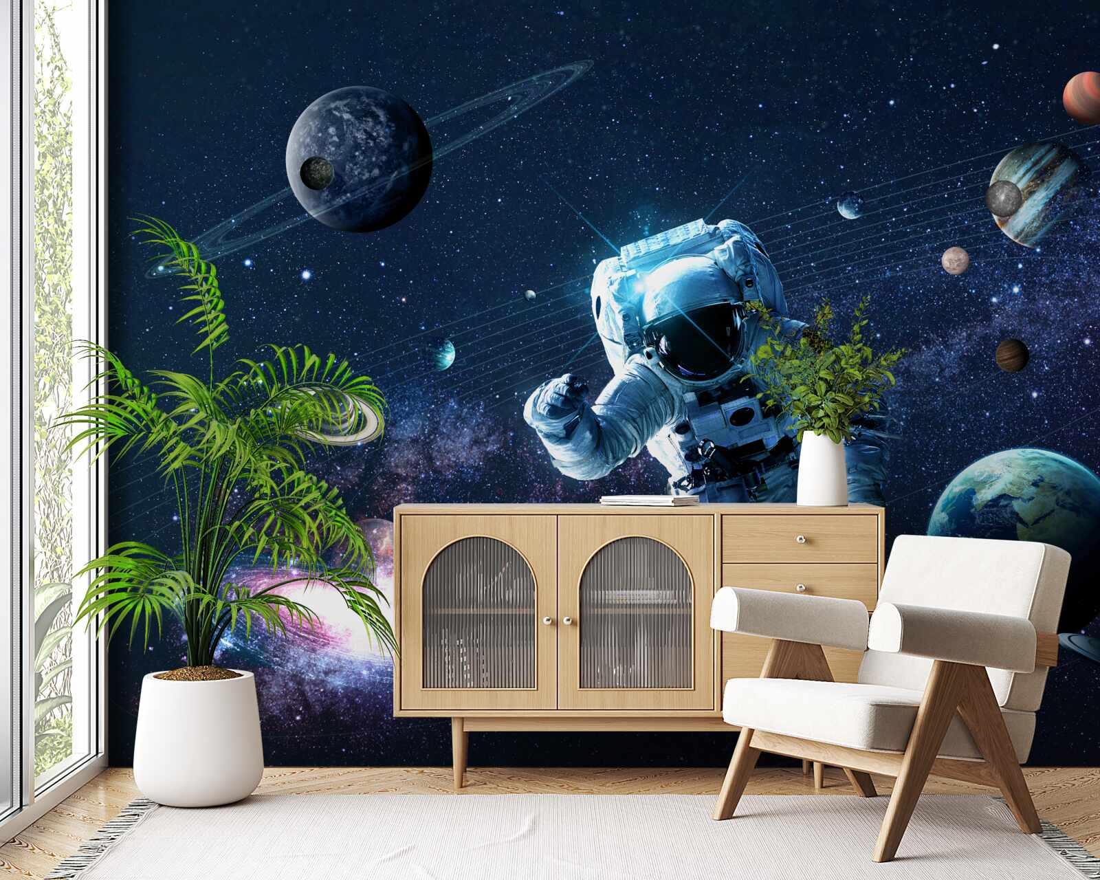 Fotobehang astronaut in het heelal