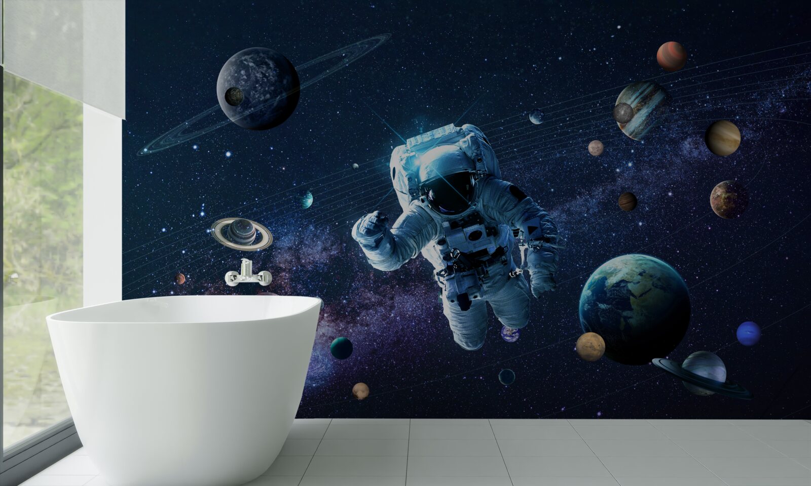 Fotobehang astronaut in het heelal