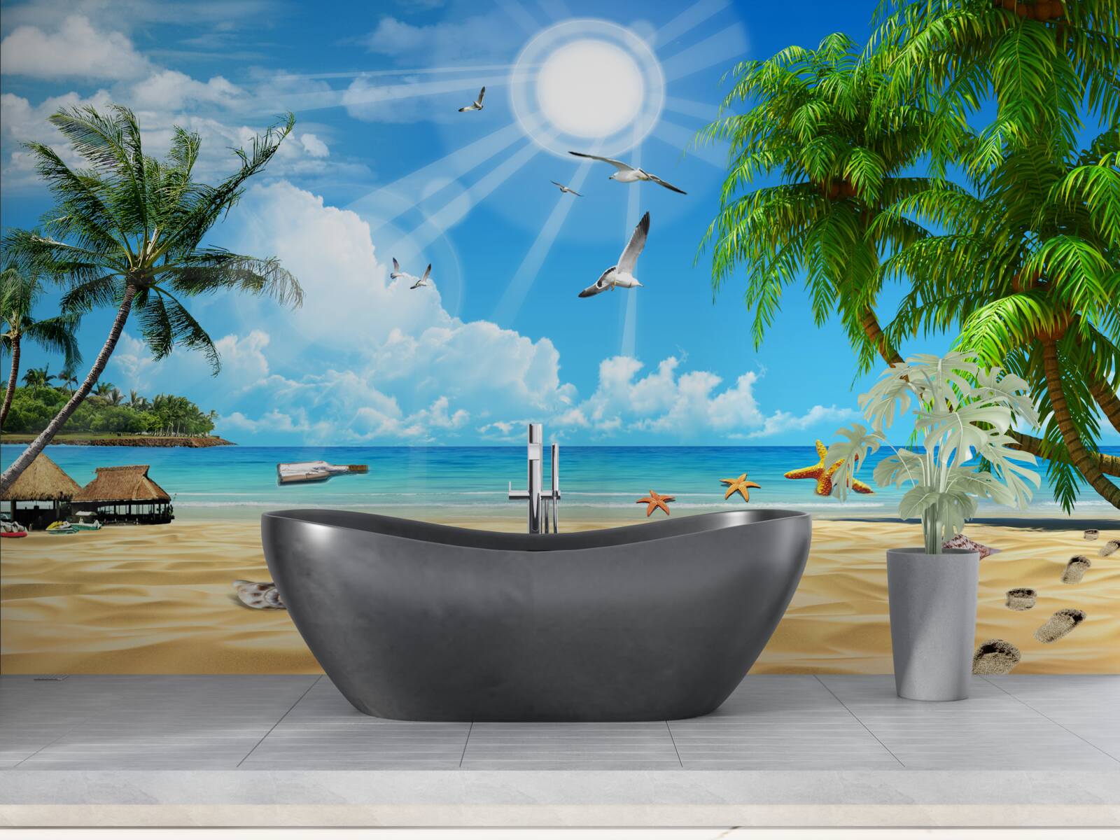 Fotobehang rustige en gezellige plek aan het water