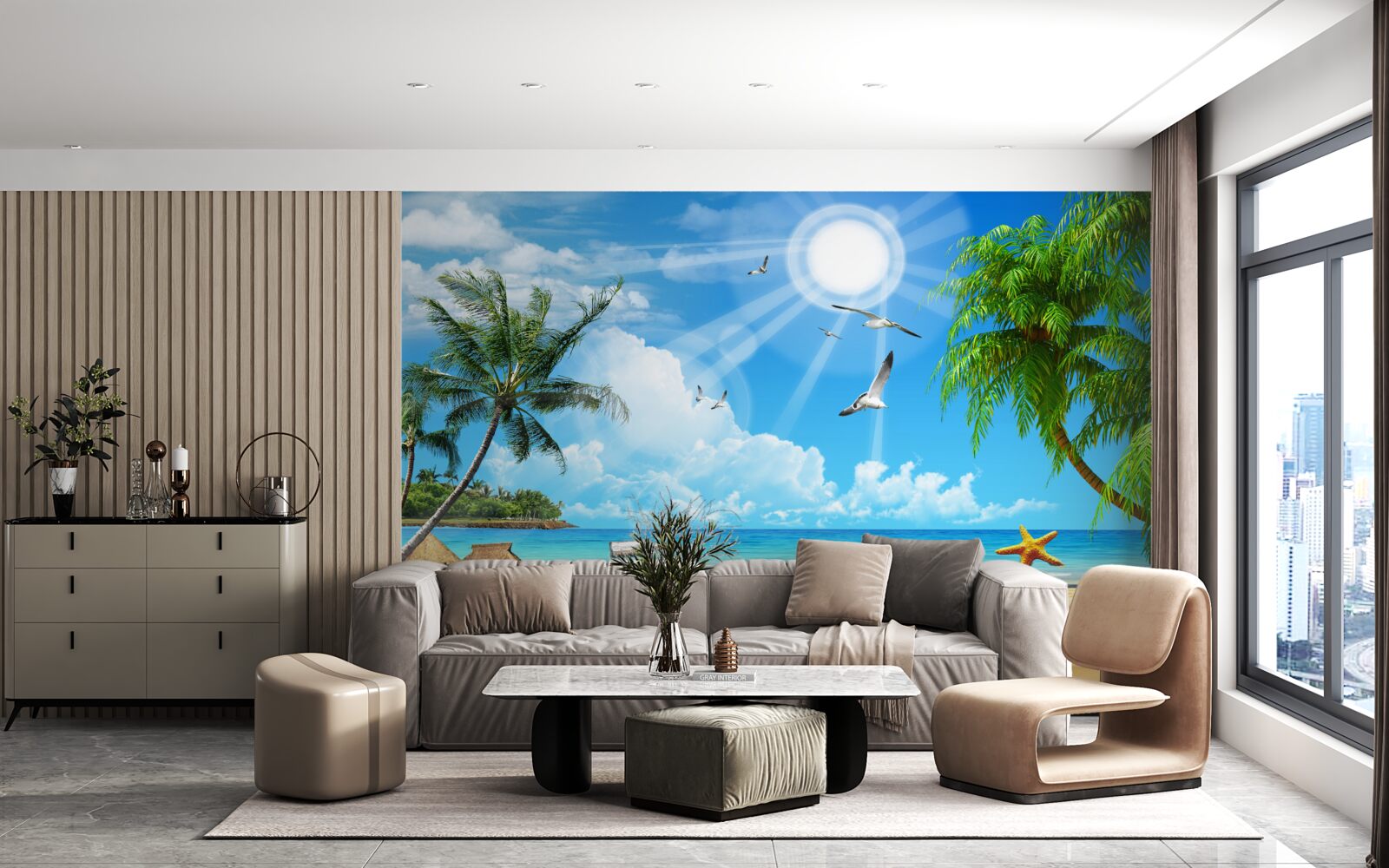 Fotobehang rustige en gezellige plek aan het water