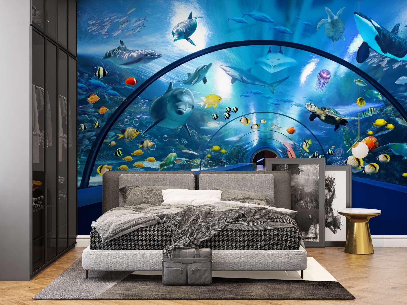 Fotobehang fascinerende aquariumtunnel