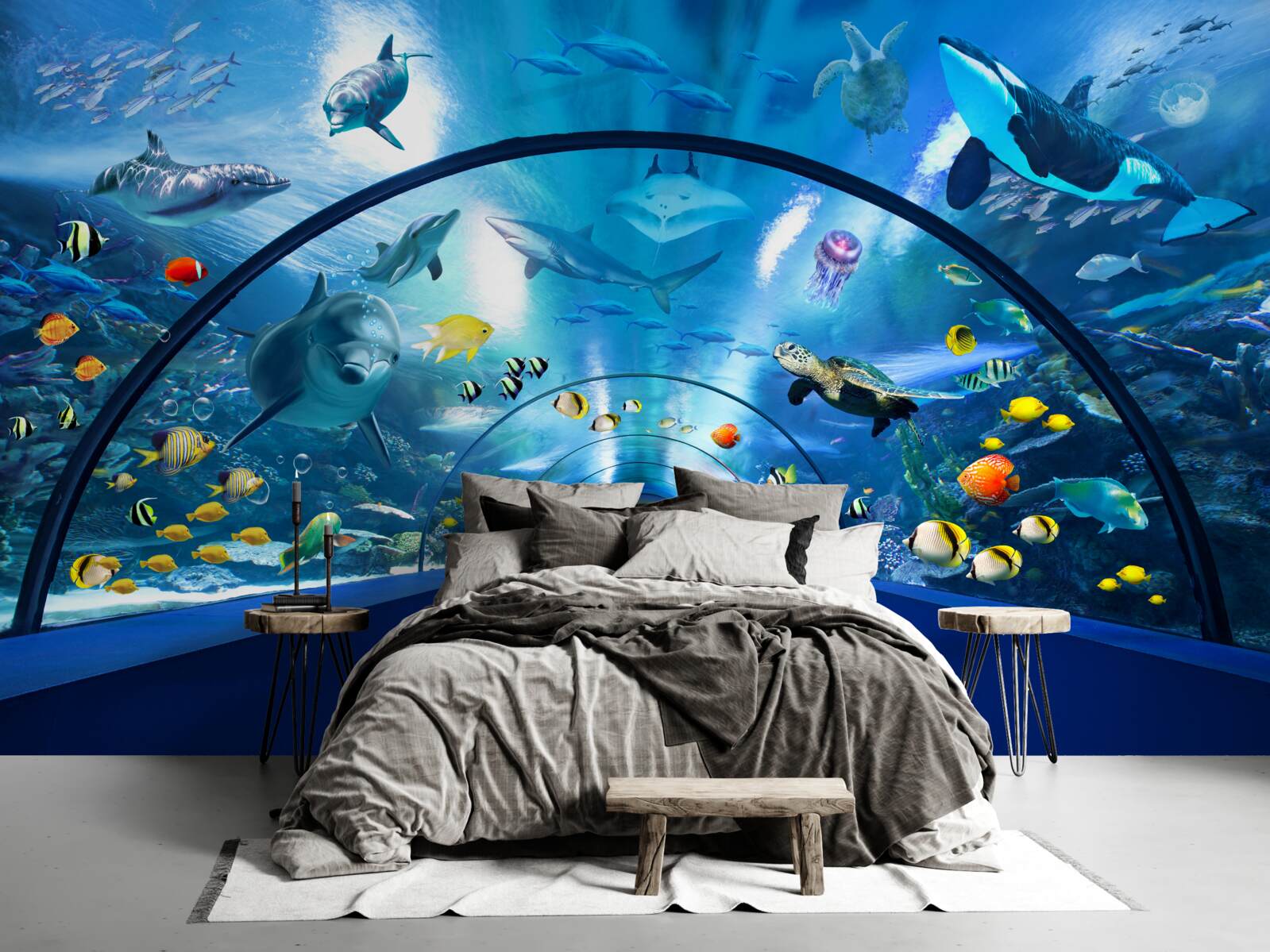 Fotobehang fascinerende aquariumtunnel