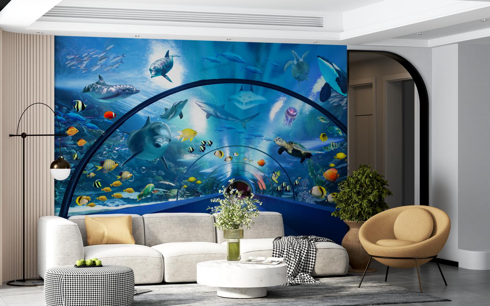 Fotobehang fascinerende aquariumtunnel