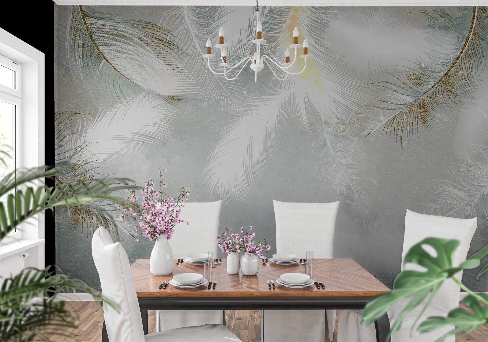 Fotobehang achtergrond van heldere abstracte veren