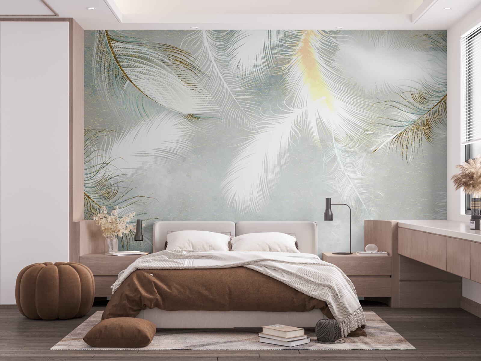 Fotobehang achtergrond van heldere abstracte veren