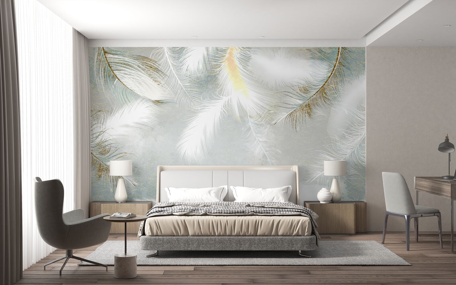 Fotobehang achtergrond van heldere abstracte veren