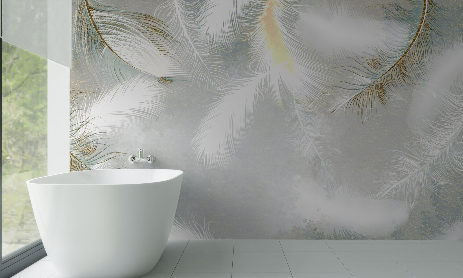 Fotobehang achtergrond van heldere abstracte veren