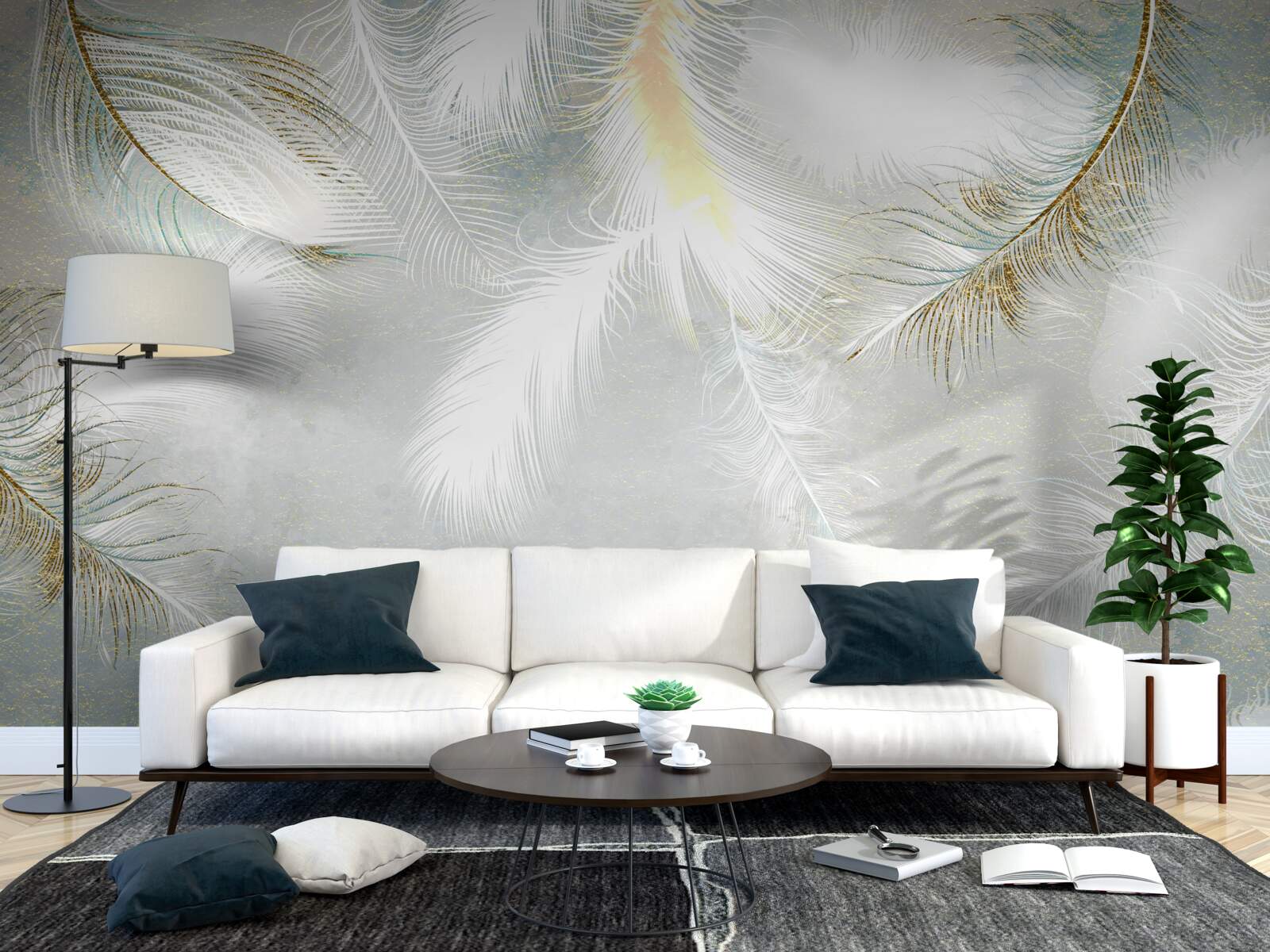 Fotobehang achtergrond van heldere abstracte veren