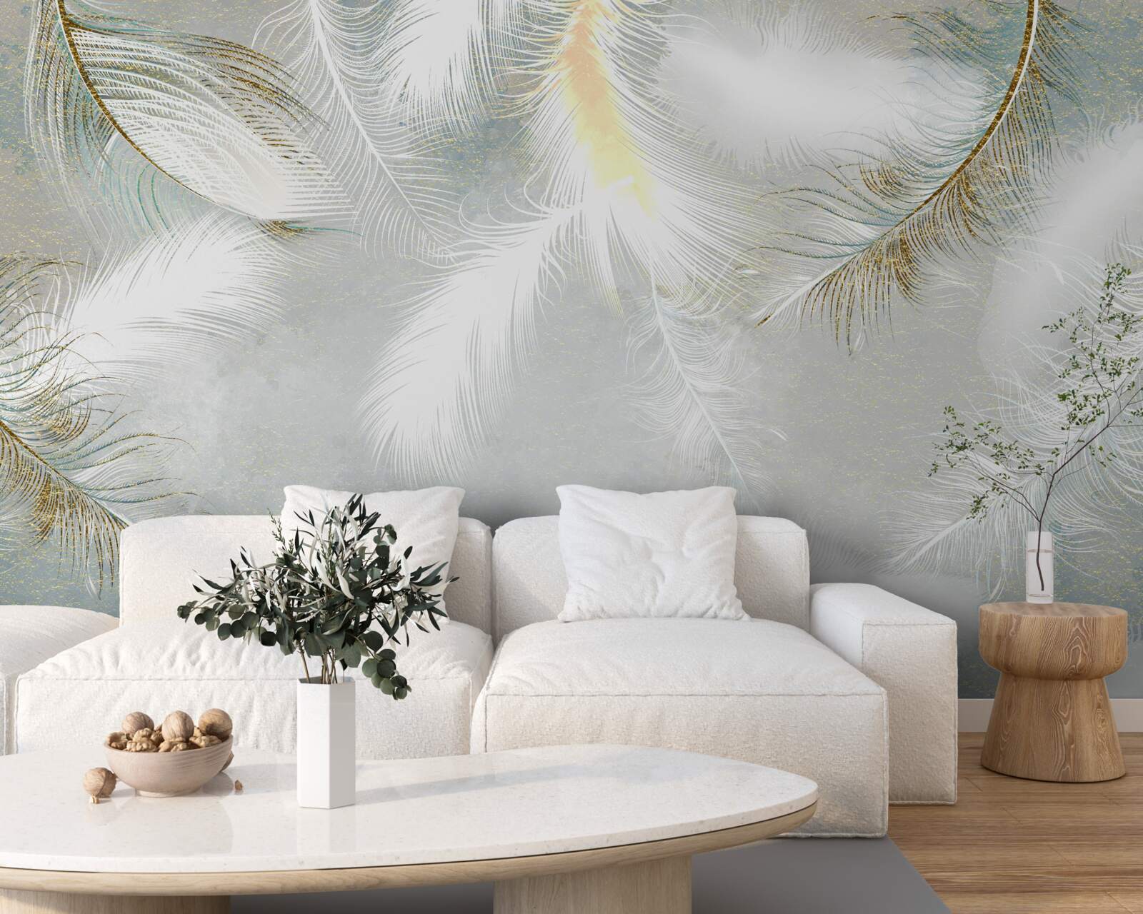 Fotobehang achtergrond van heldere abstracte veren