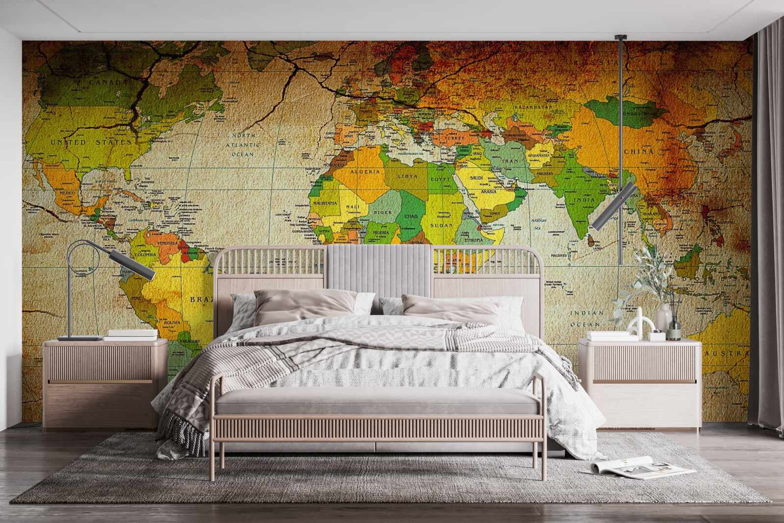 Fotobehang geografische wereldkaart