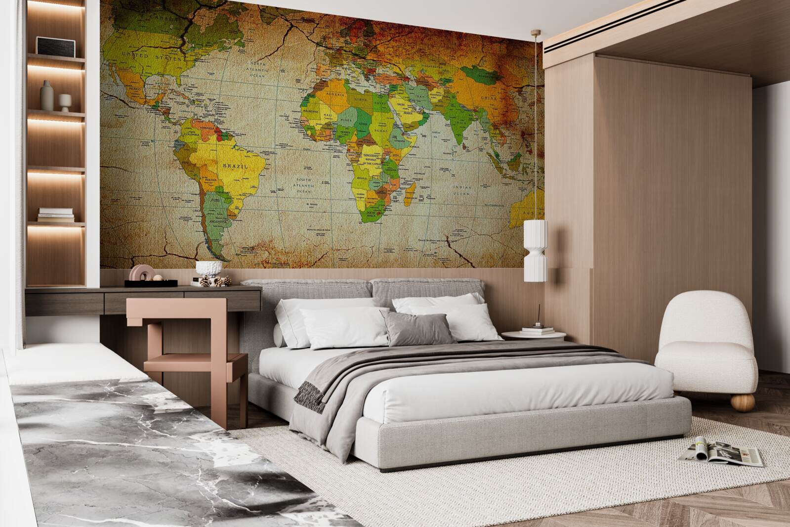 Fotobehang geografische wereldkaart