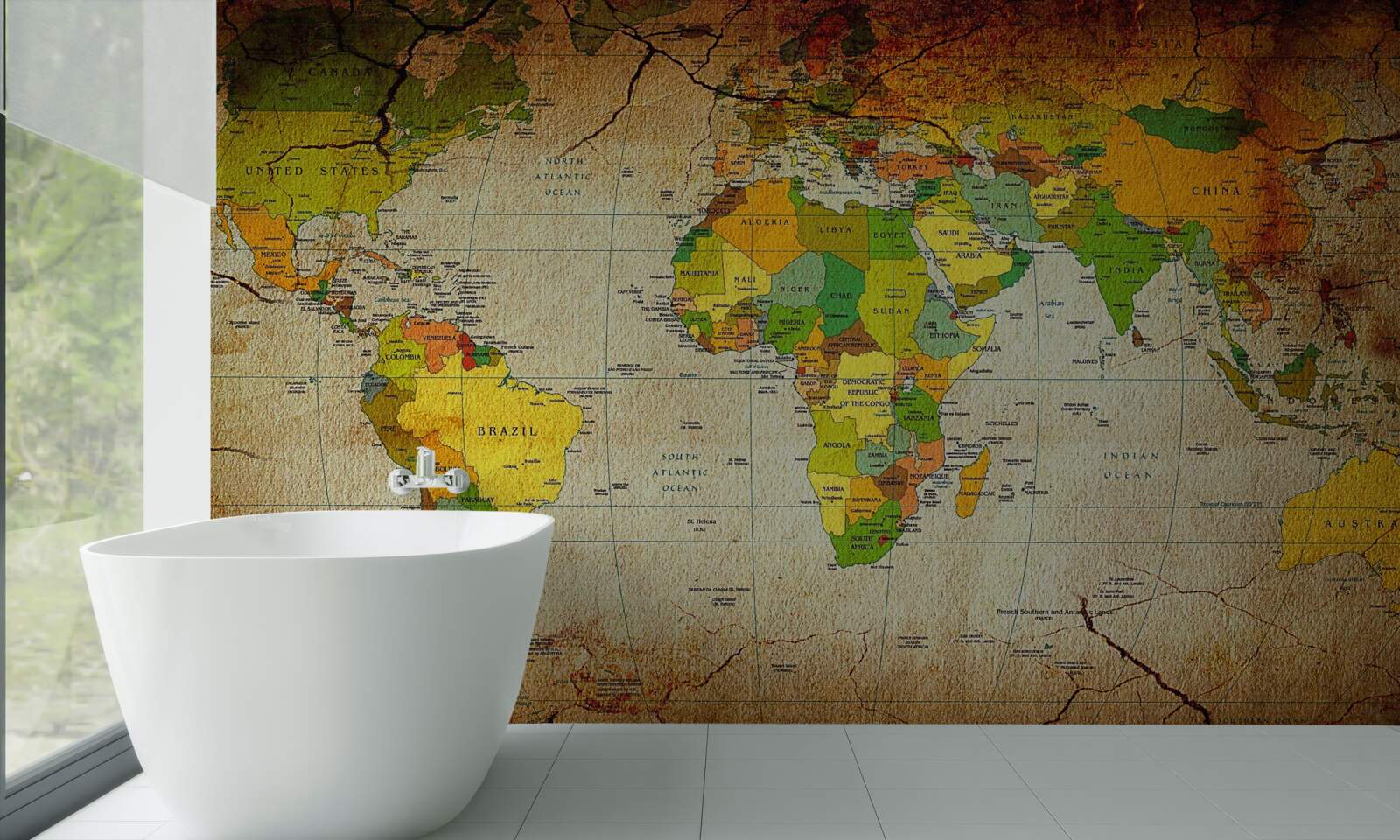 Fotobehang geografische wereldkaart