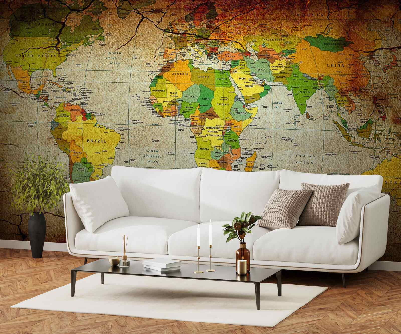 Fotobehang geografische wereldkaart