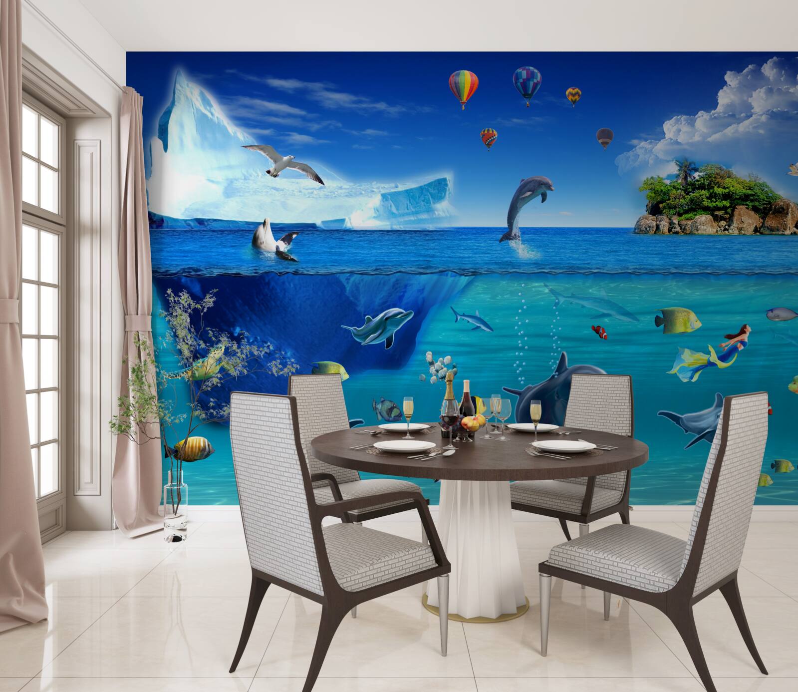 Fotobehang ijsbergen en diepzee