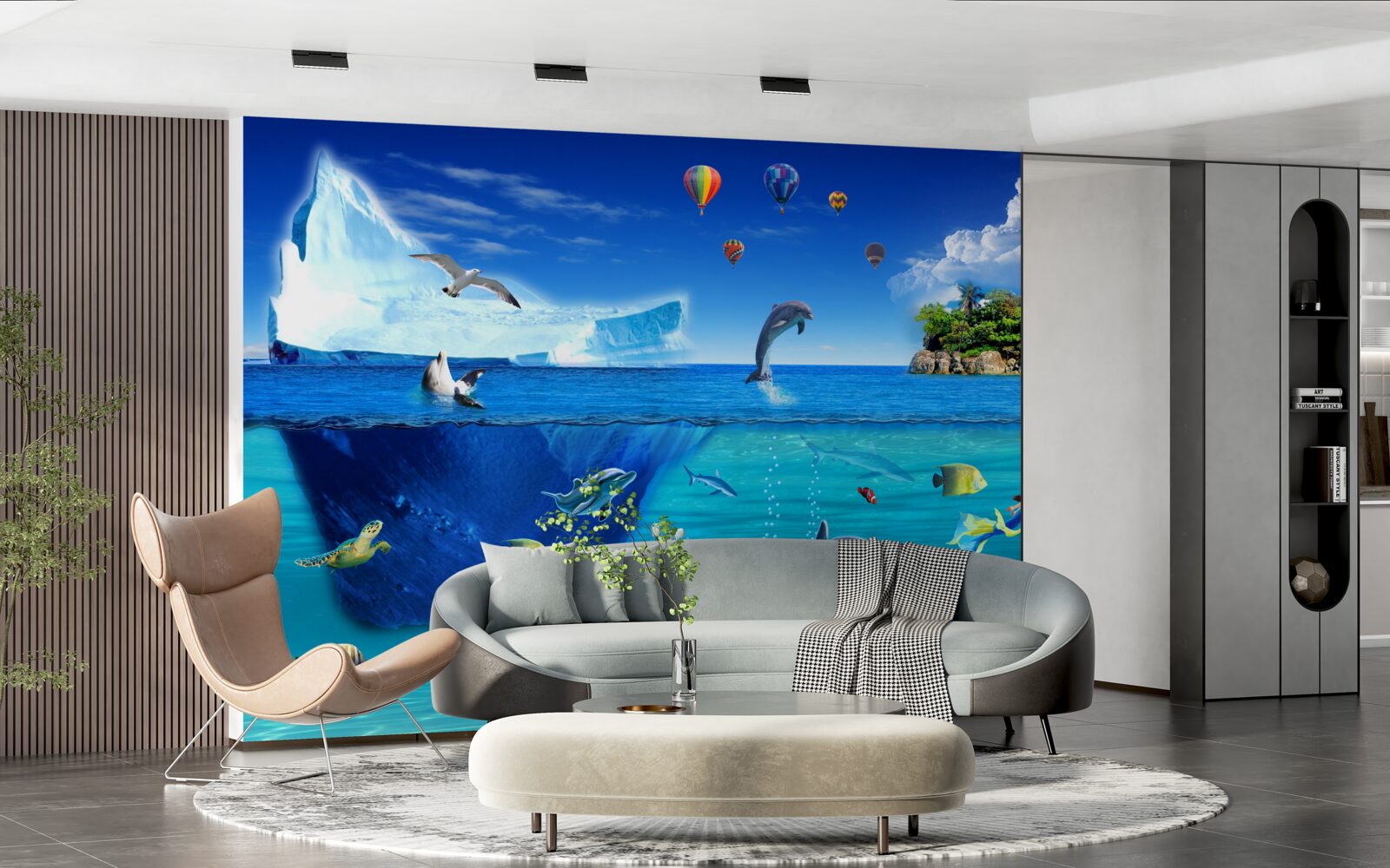 Fotobehang ijsbergen en diepzee