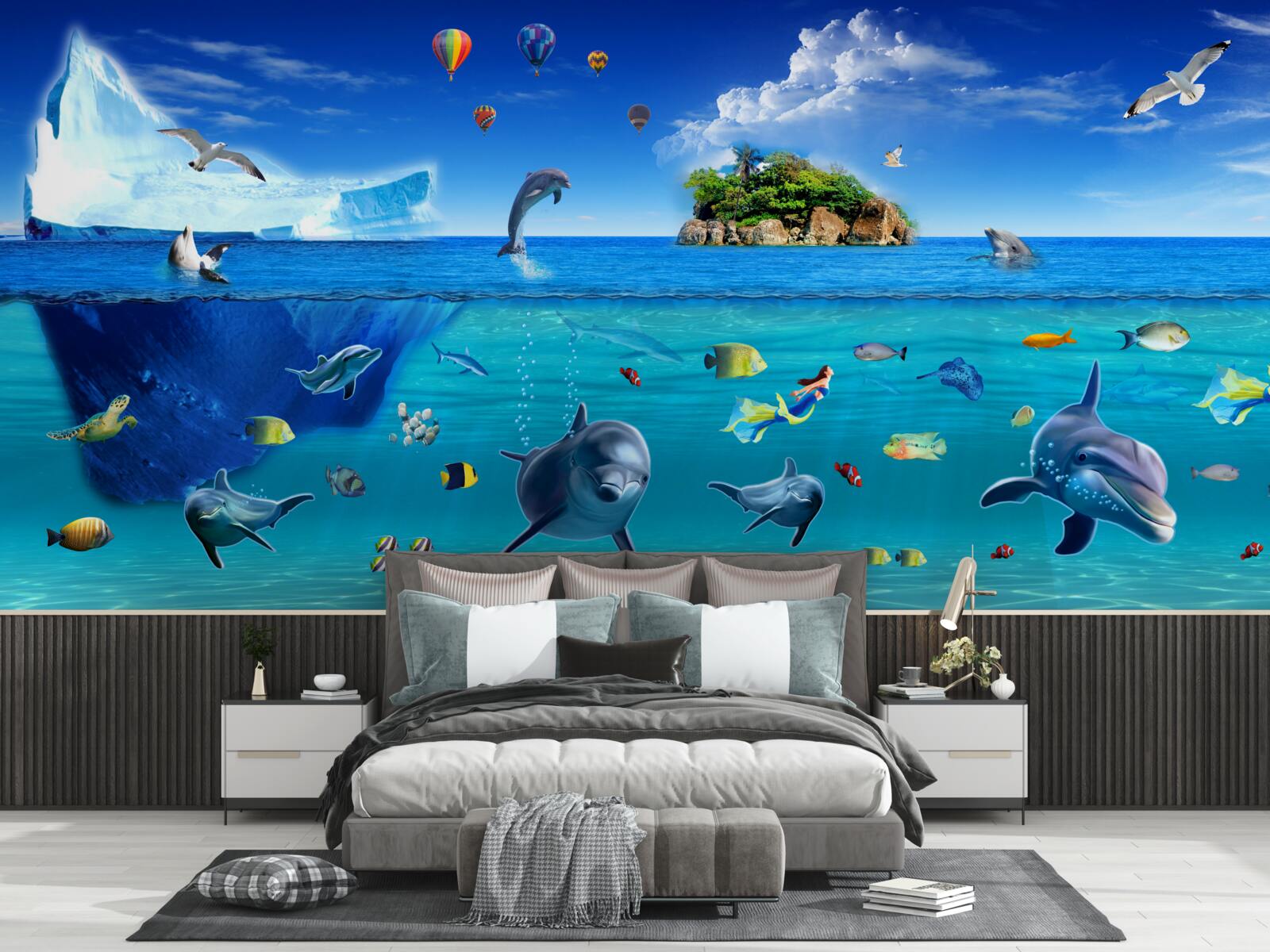 Fotobehang ijsbergen en diepzee