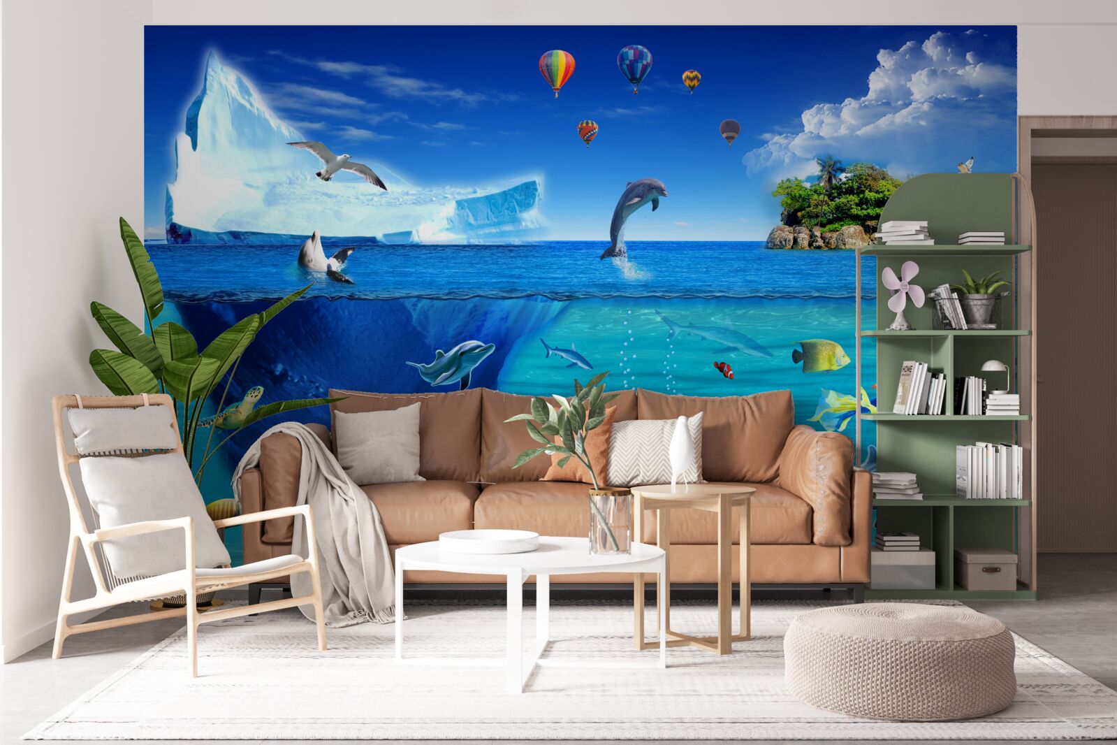 Fotobehang ijsbergen en diepzee