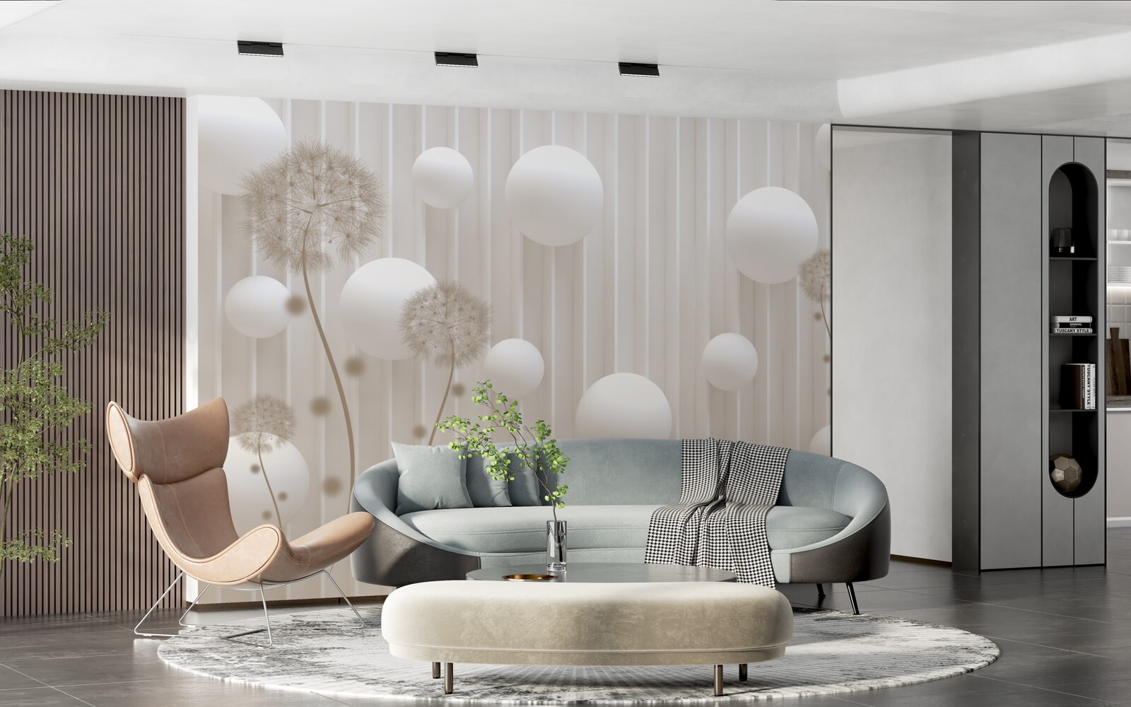 Fotobehang kralen en melk in lichtroze