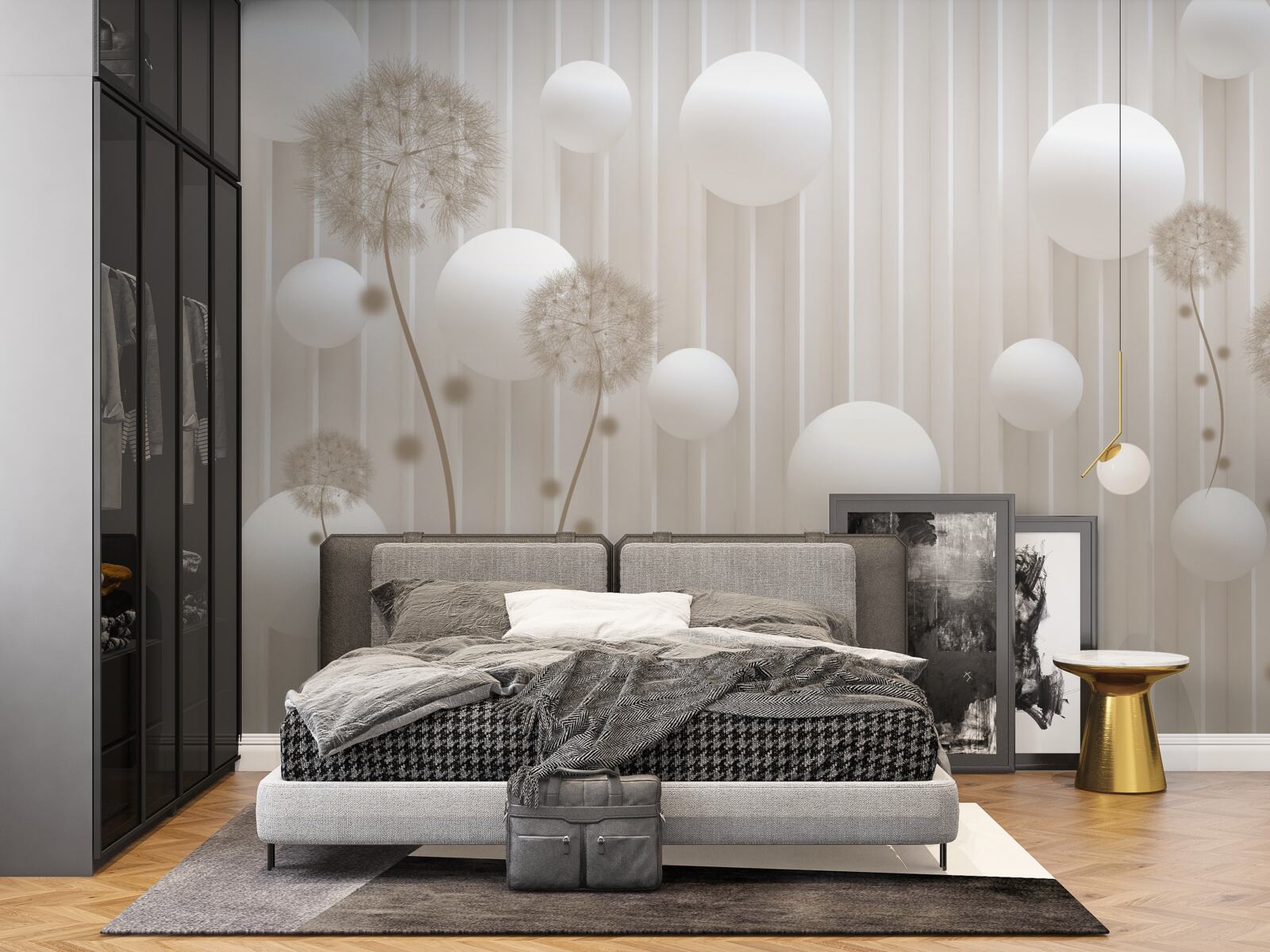 Fotobehang kralen en melk in lichtroze