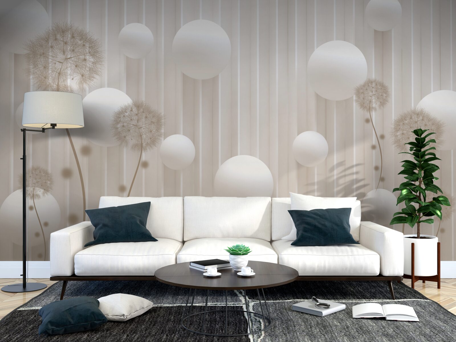 Fotobehang kralen en melk in lichtroze