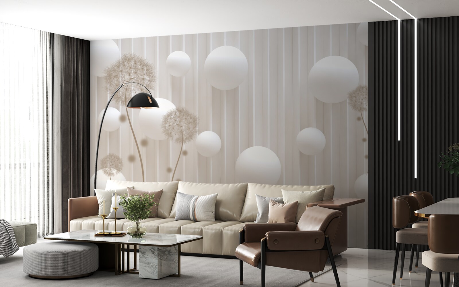 Fotobehang kralen en melk in lichtroze