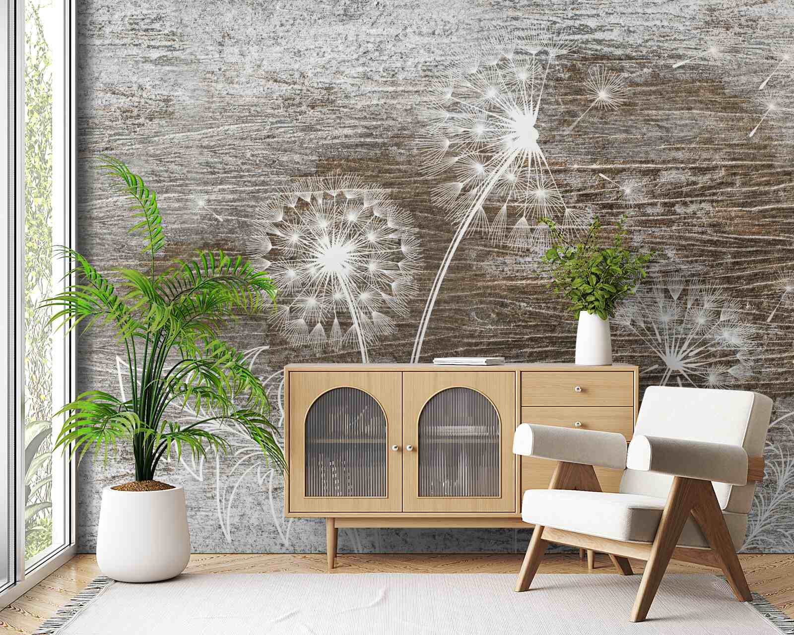 Fotobehang reeën, wit als sneeuw, op een boom