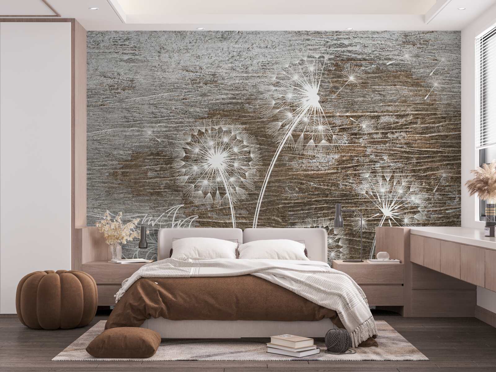 Fotobehang reeën, wit als sneeuw, op een boom