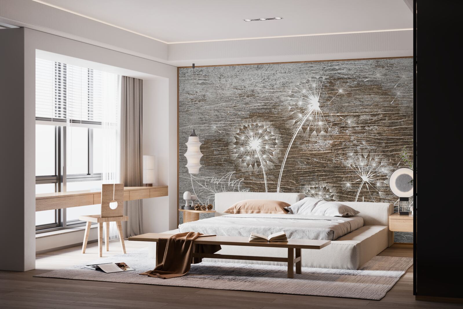 Fotobehang reeën, wit als sneeuw, op een boom