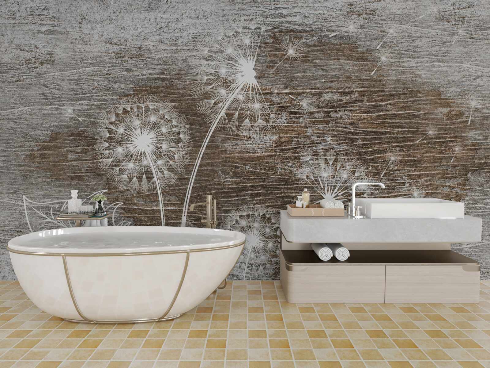 Fotobehang reeën, wit als sneeuw, op een boom