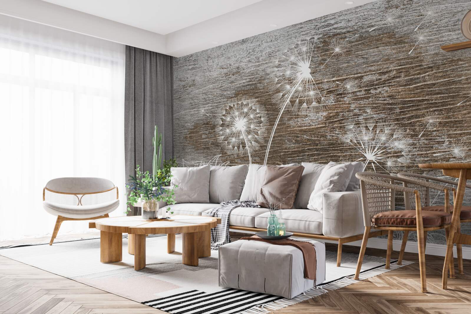 Fotobehang reeën, wit als sneeuw, op een boom