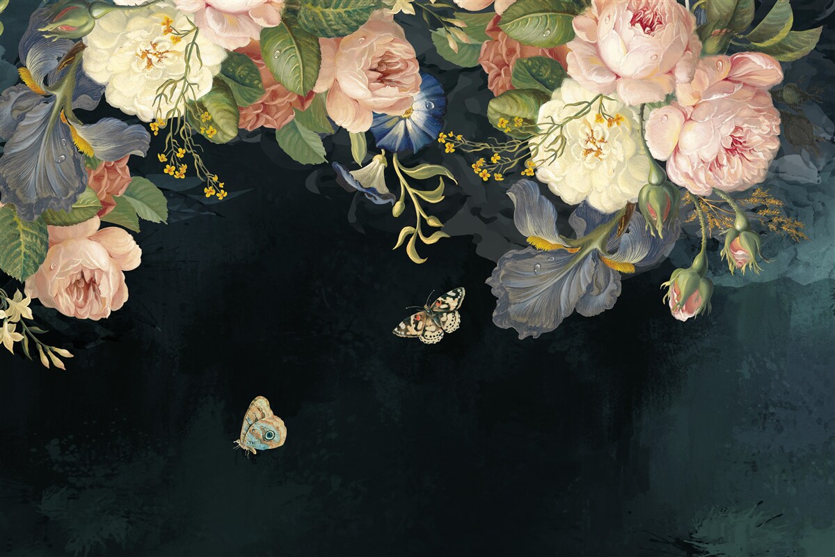 Fotobehang verschillende tinten op een donkere achtergrond