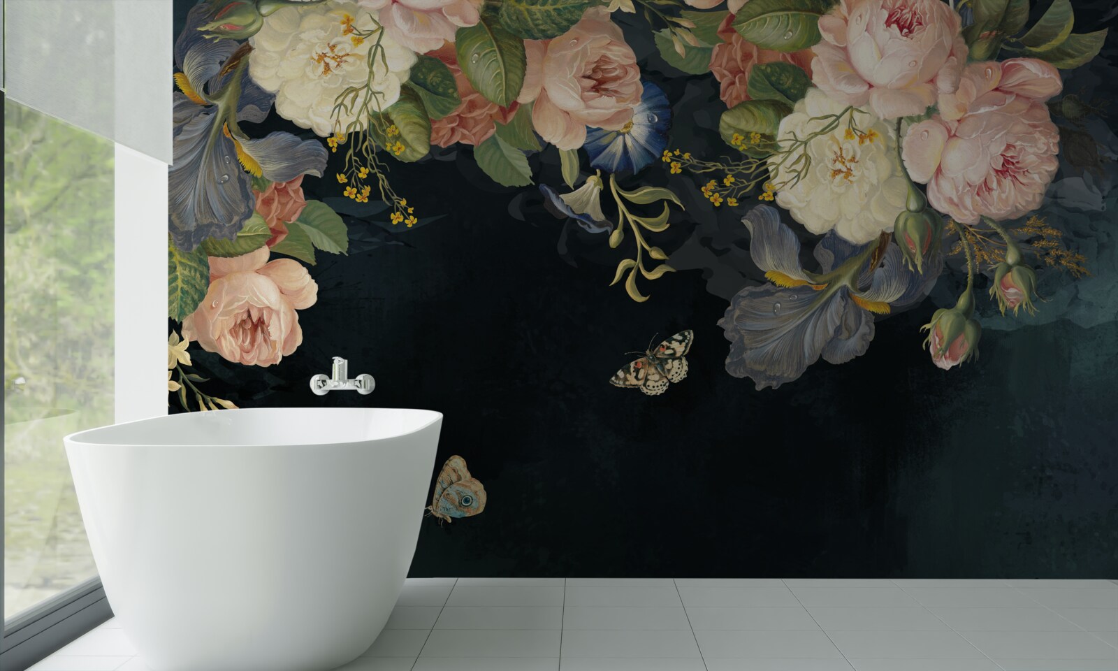 Fotobehang verschillende tinten op een donkere achtergrond