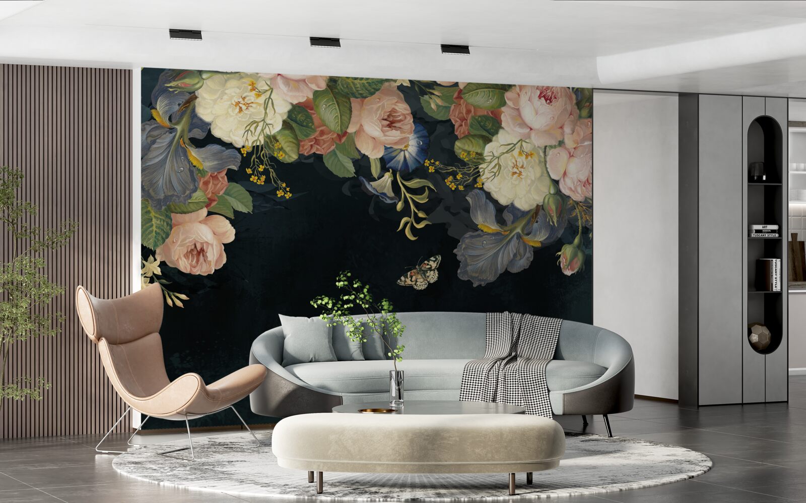 Fotobehang verschillende tinten op een donkere achtergrond