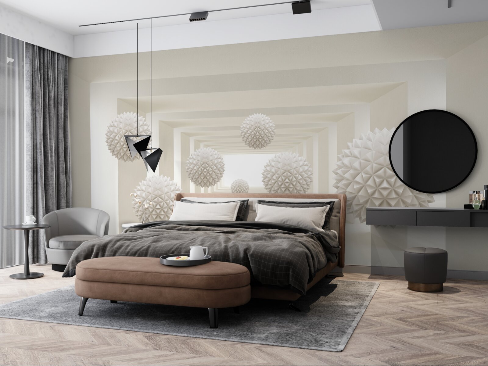 Fotobehang ondergrondse gang met spijkerballen