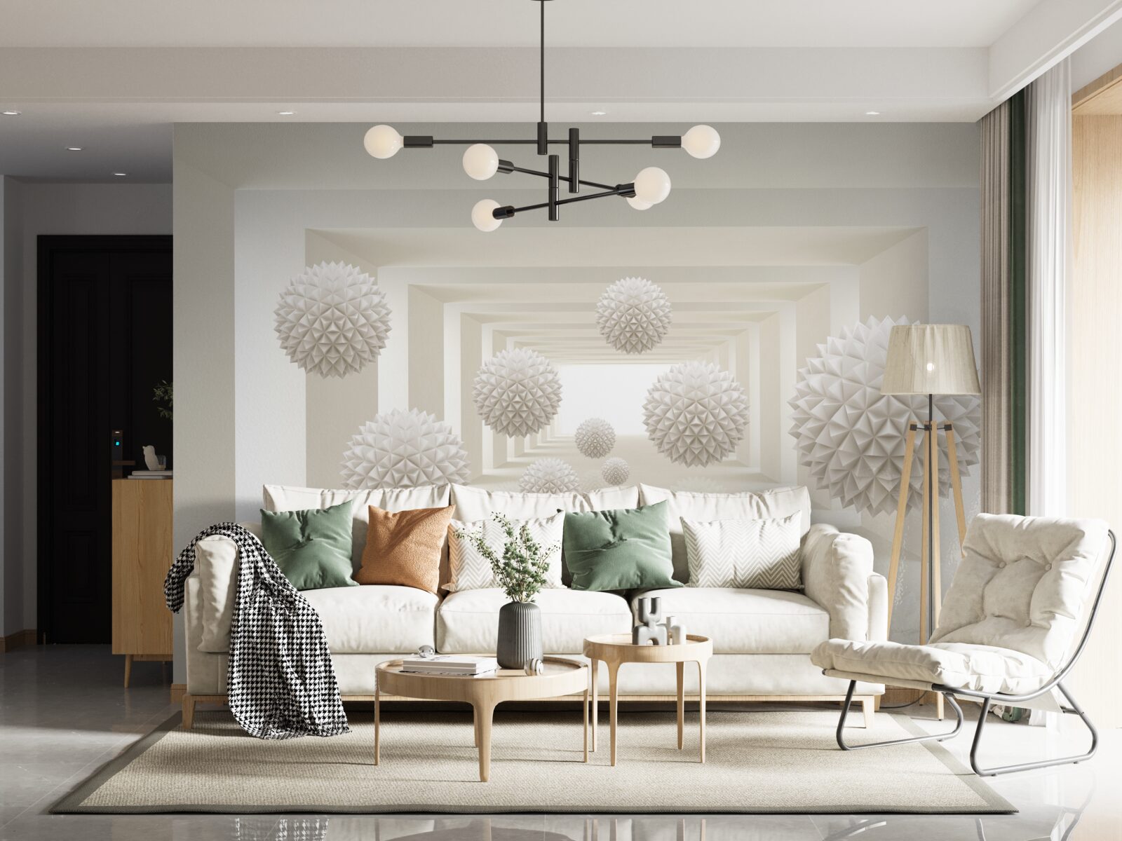 Fotobehang ondergrondse gang met spijkerballen